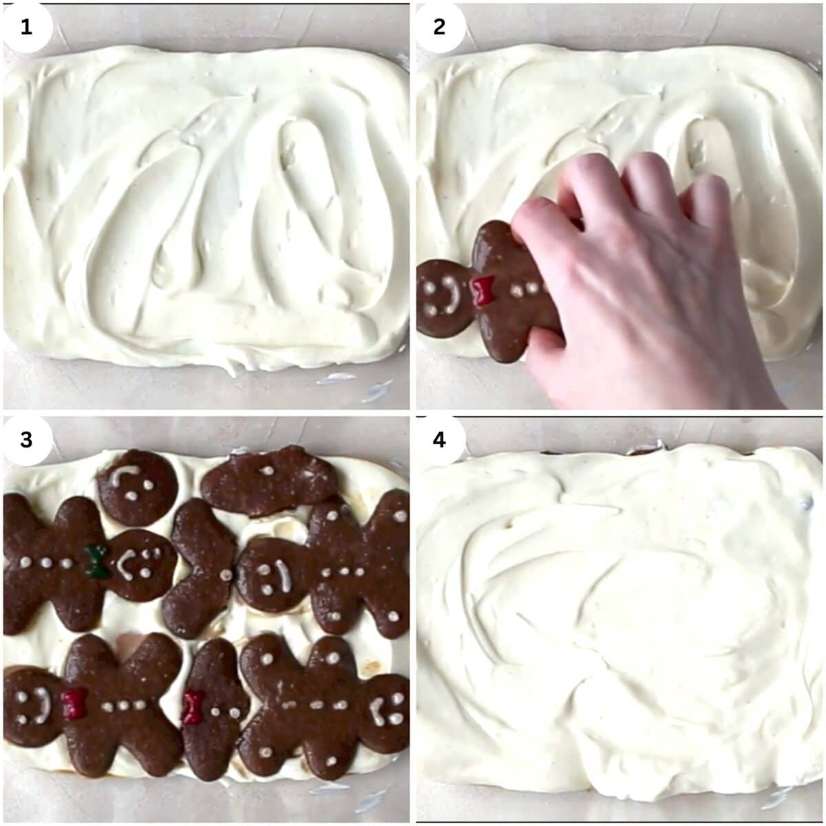 assembling eggnog gingerbread tiramisu