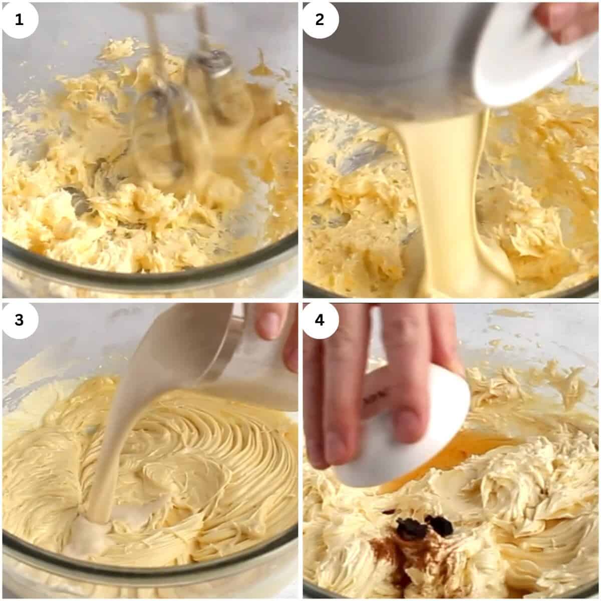 collage of beating butter using hand mixer
