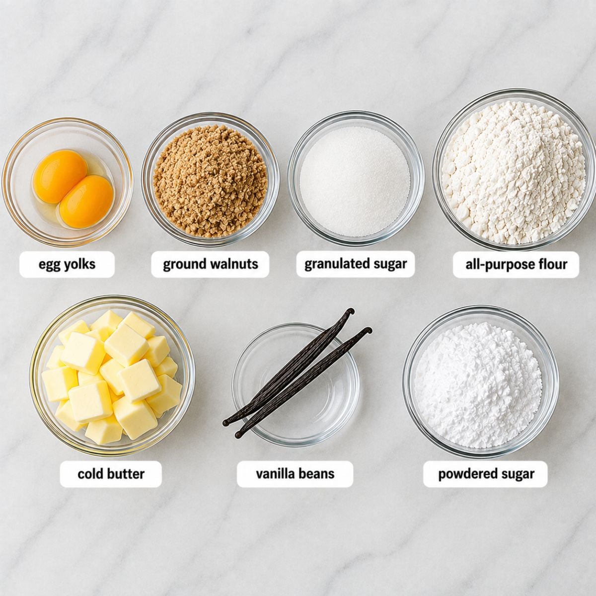 traditional vanillekipferl recipe - Austrian Vanilla Crescent Cookies ingredients