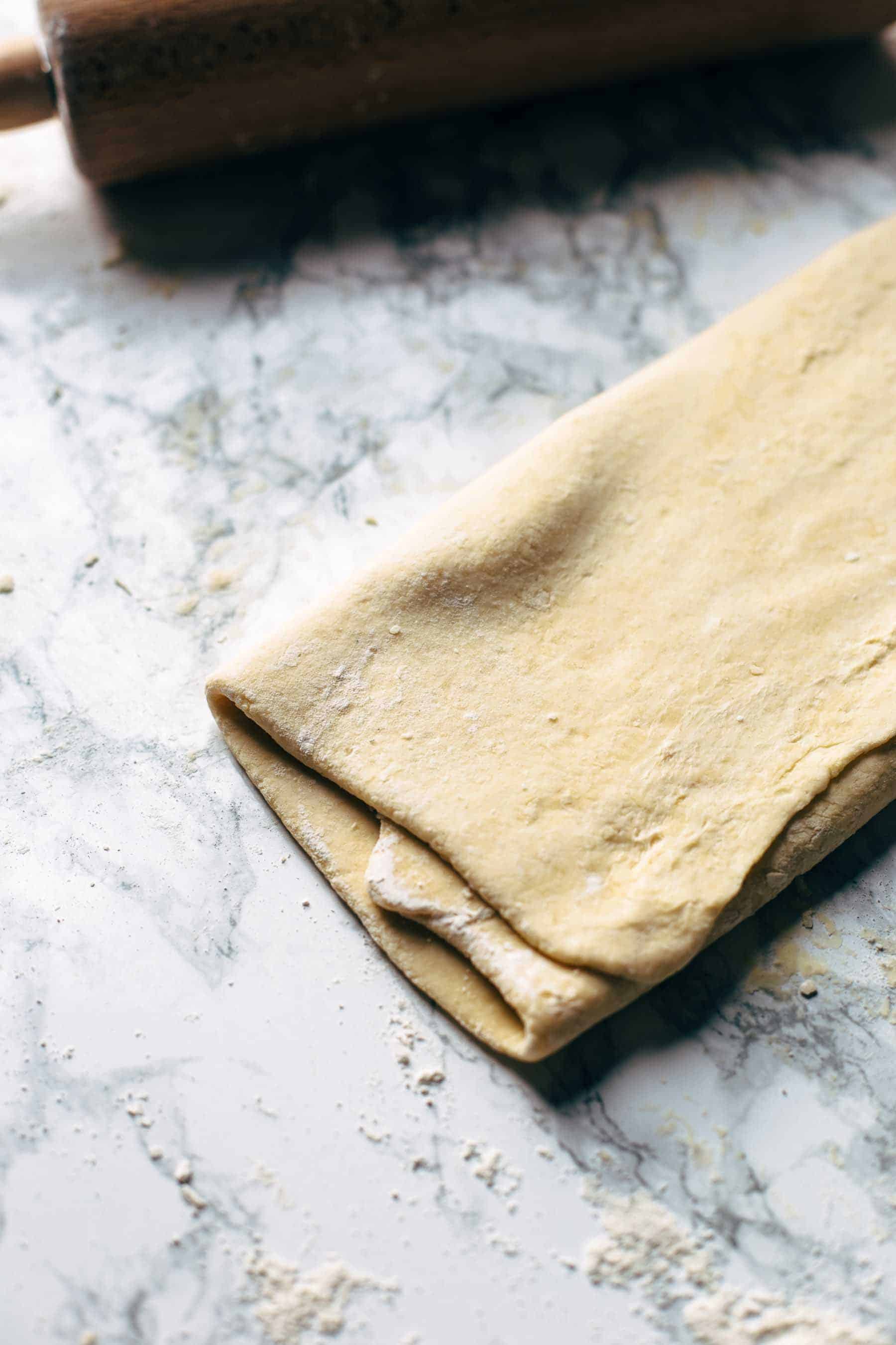 Rolled pie crust that is folded like a business letter