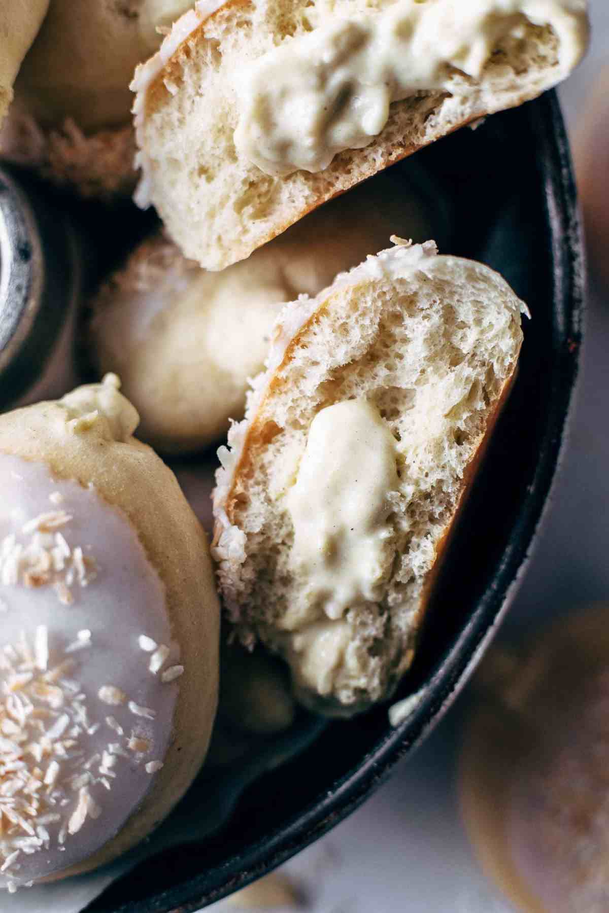 Coconut Cream filled Baked Yeast Donuts Recipe