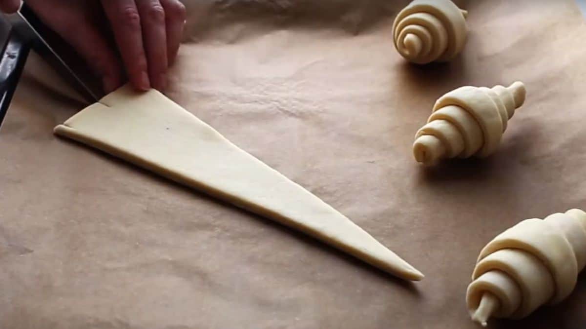 rolling croissant doughs
