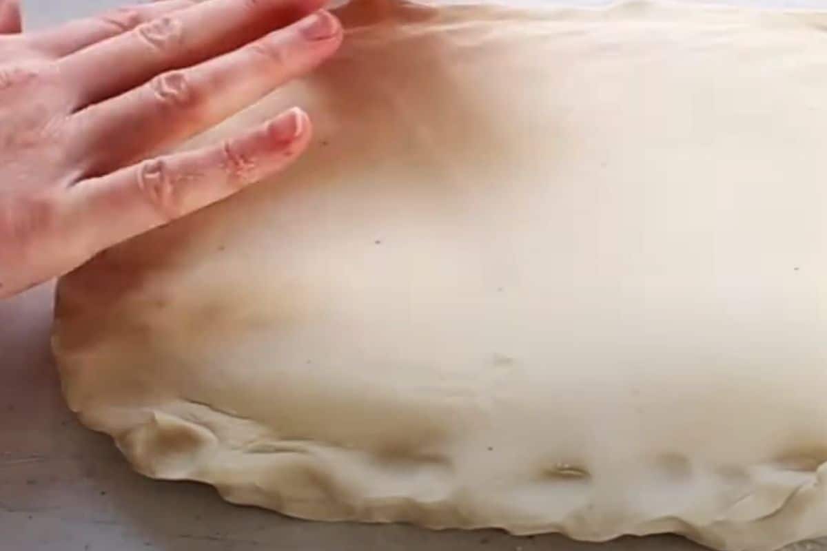 croissant dough with edges pressed together