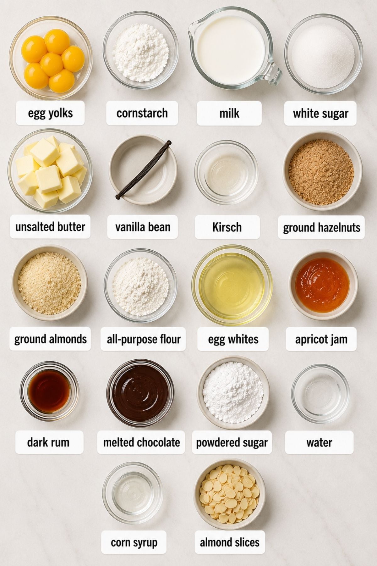 Hungarian Esterhazy torte recipe (Hungarian Nut Meringue Cake) ingredients