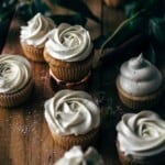 Chocolate cupcakes decorated with flowers