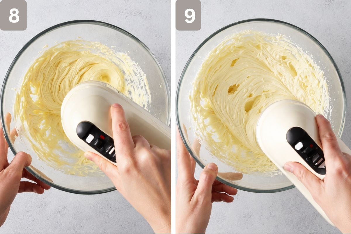 softened butter beaten and powdered sugar added, along with melted white chocolate and salt