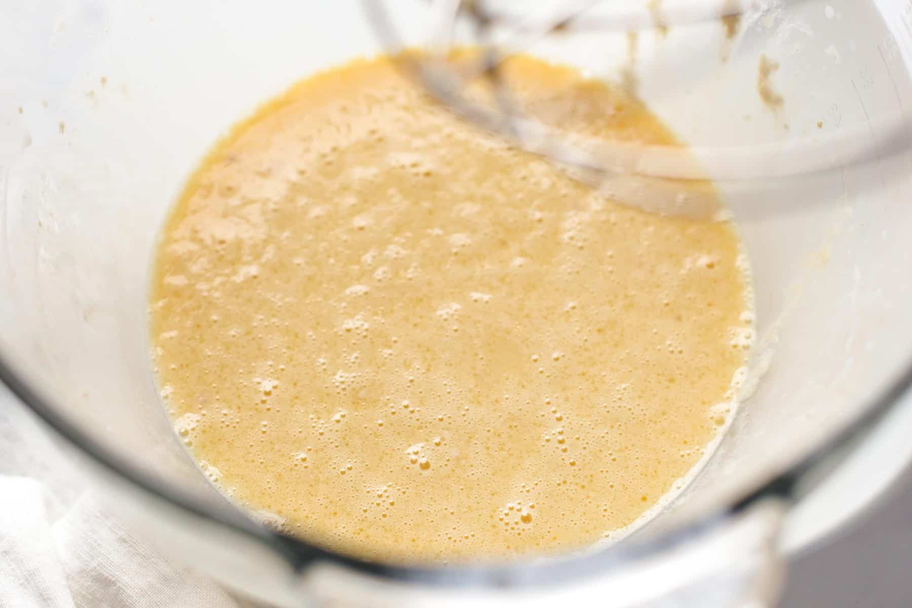 wet yeast dough ingredients in a bowl