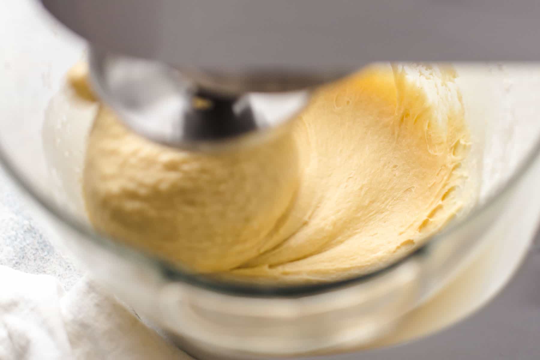 mixing yeast dough in a stand mixer