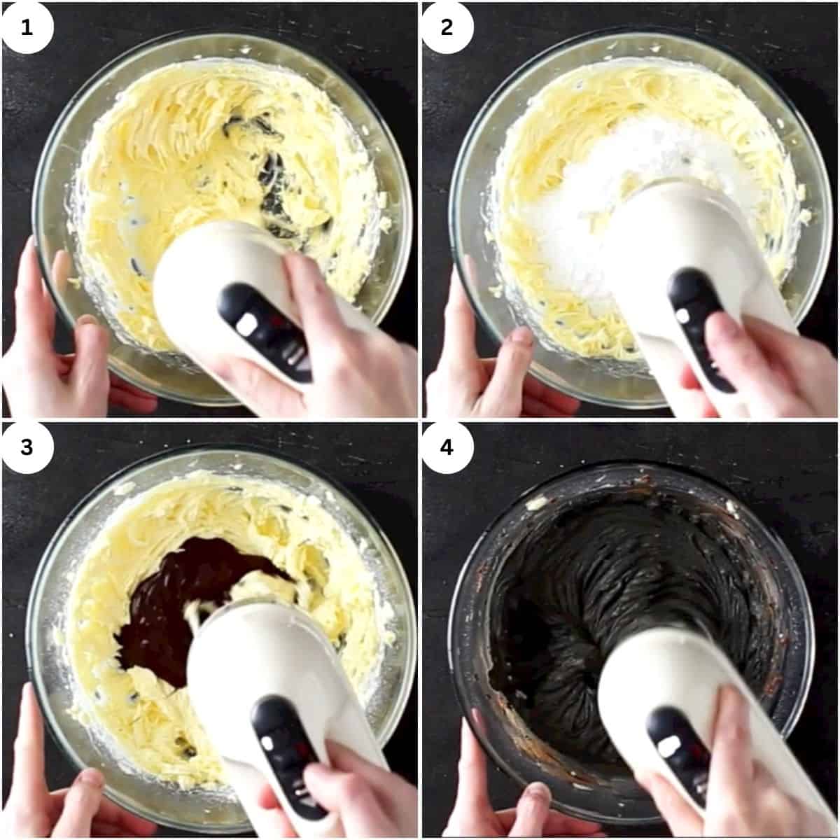 collage of steps in making buttercream