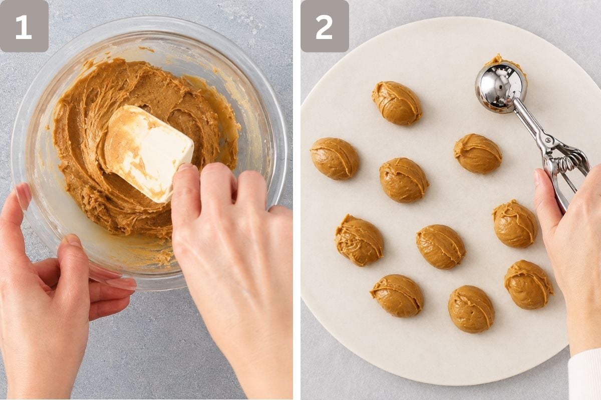 peanut butter and powdered sugar whisked and scooped into 12 balls