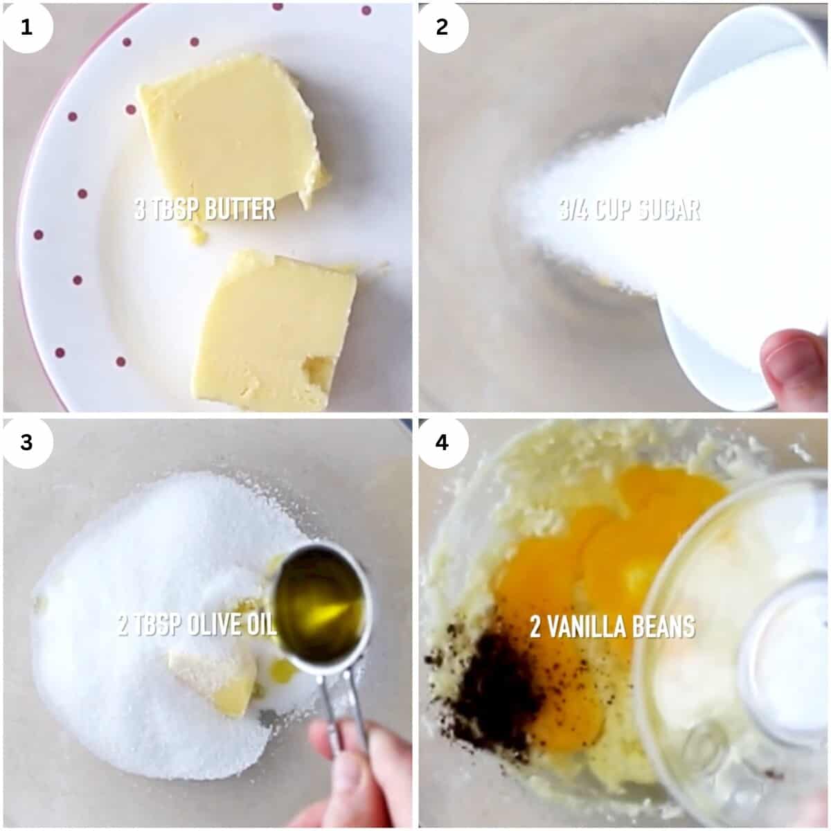 mixing butter, sugar, oil, eggs and vanilla
