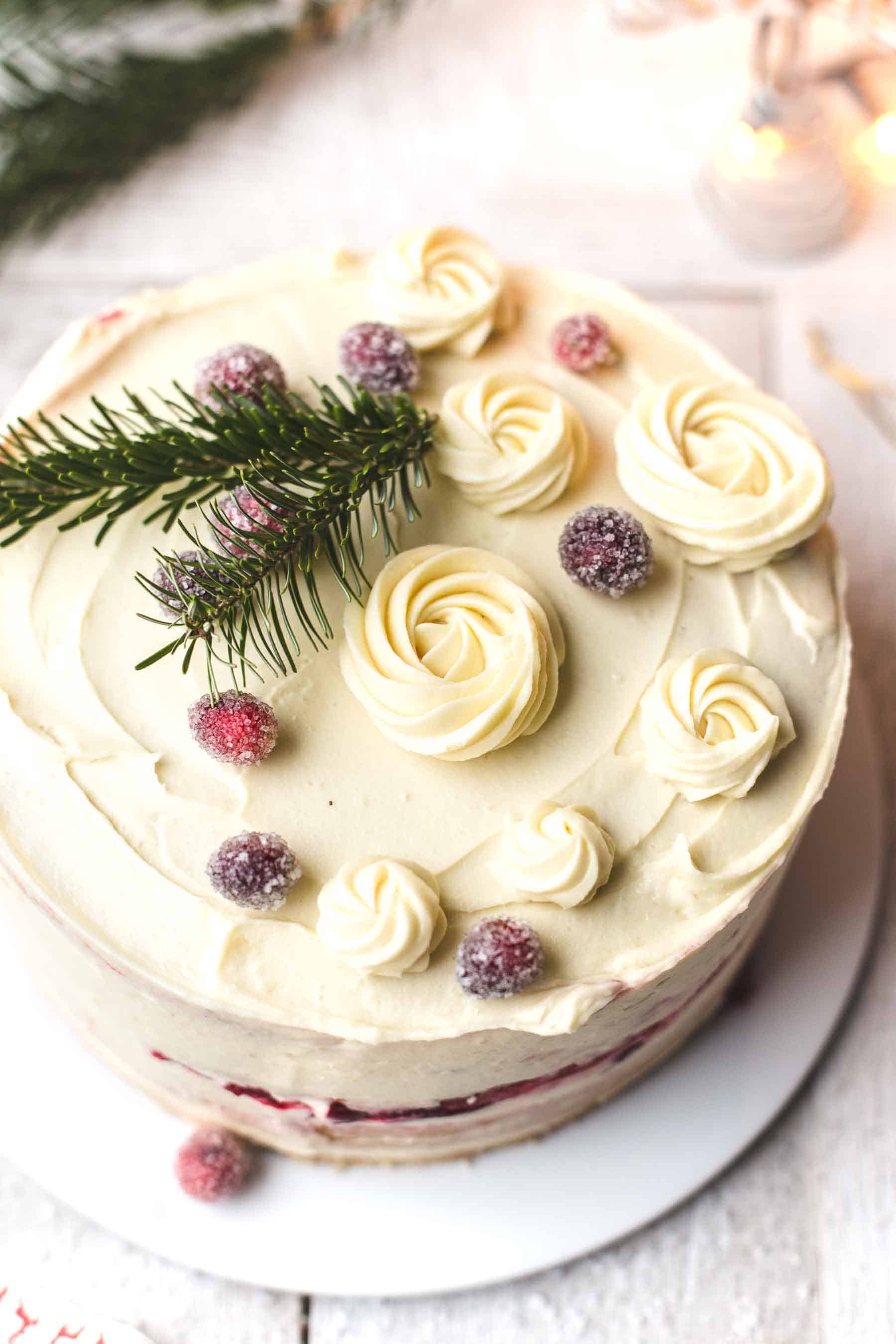 Cranberry Orange Cake with White Chocolate Frosting