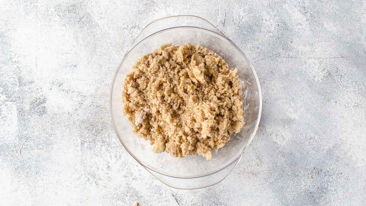 Streusel topping in a bowl