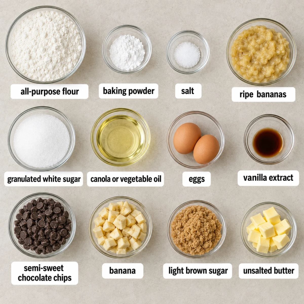 healthy banana chocolate chip muffins ingredients