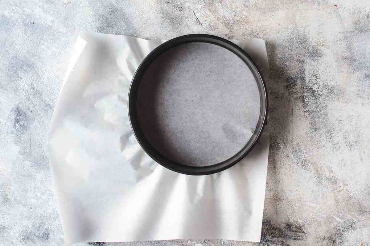 Parchment paper lined springform pan