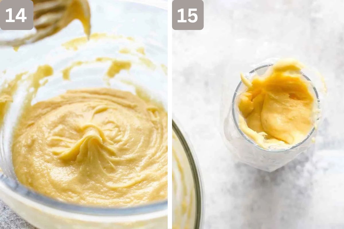 dough is sticky and added to a piping bag
