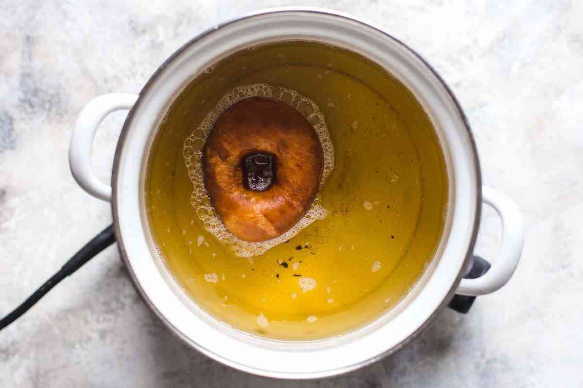 Donut in frying pan