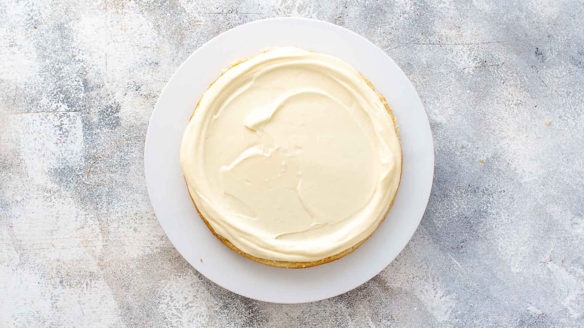 Lemon cake layer frosted with lemon frosting