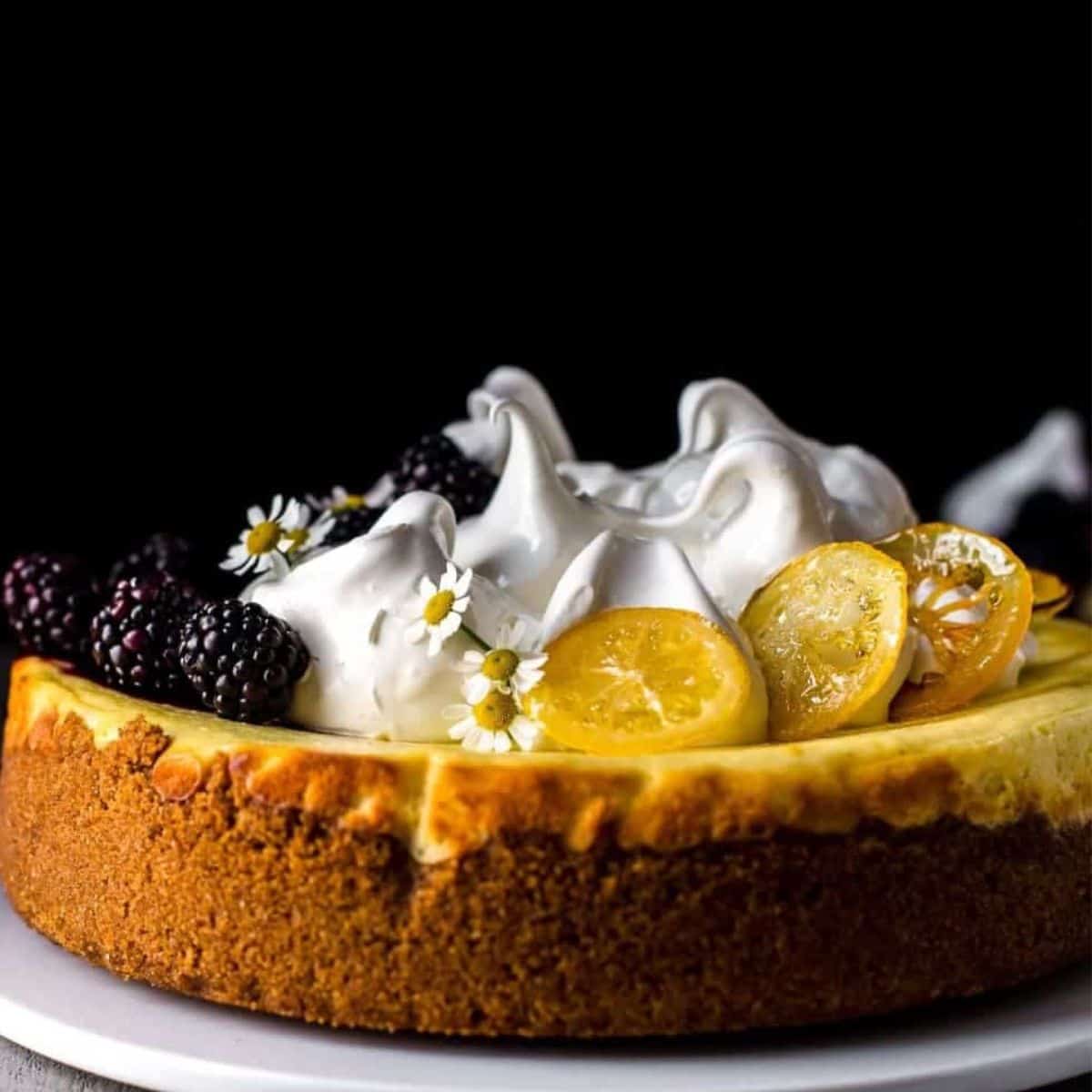 lemon cheesecake with graham cracker crust final product