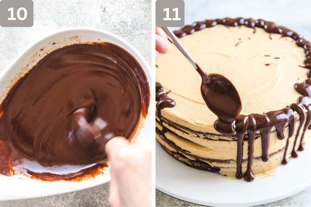 ganache whisked and the rest of the cake glazed with the chocolate mix