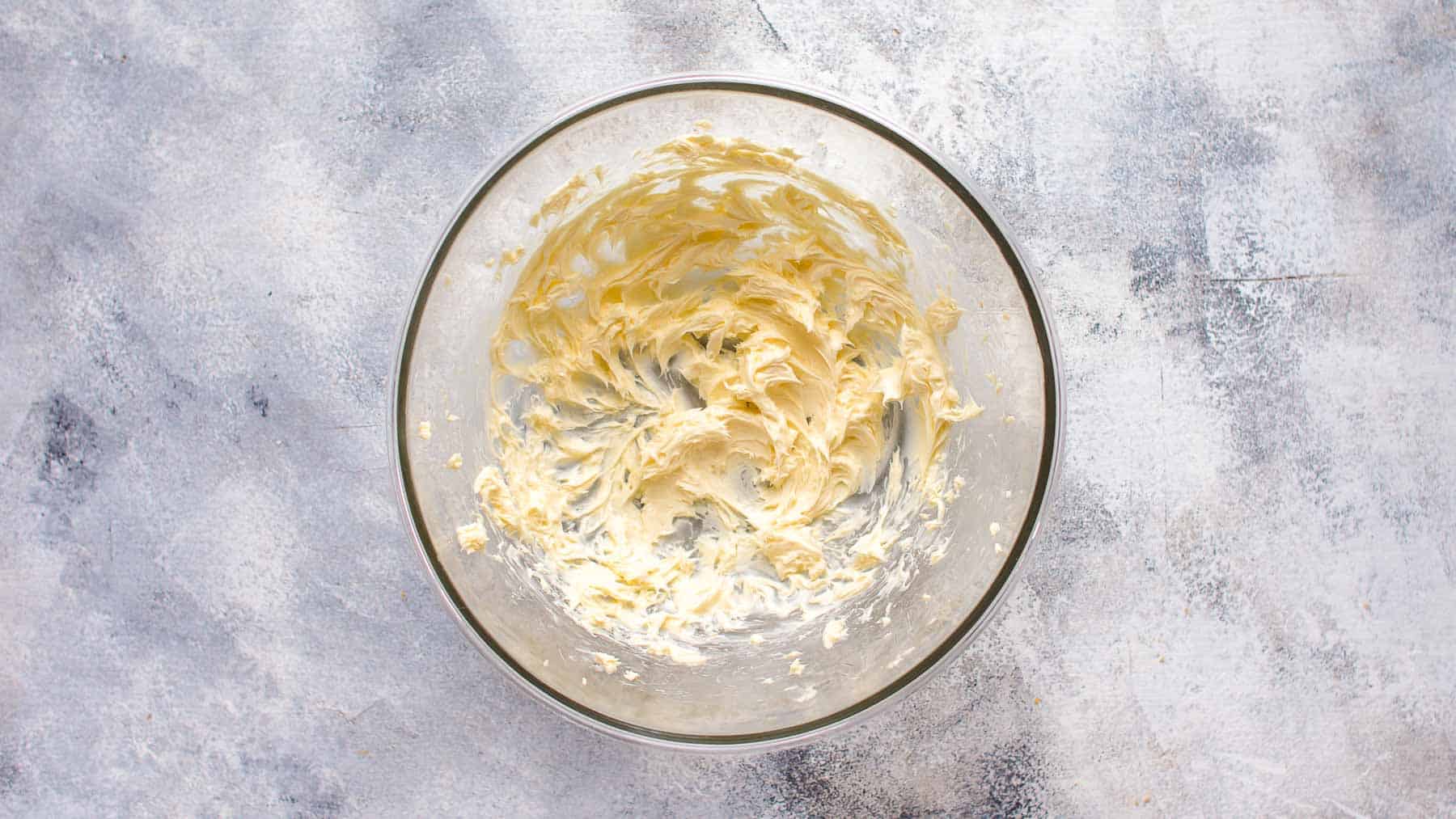 Mixed butter in mixing bowl