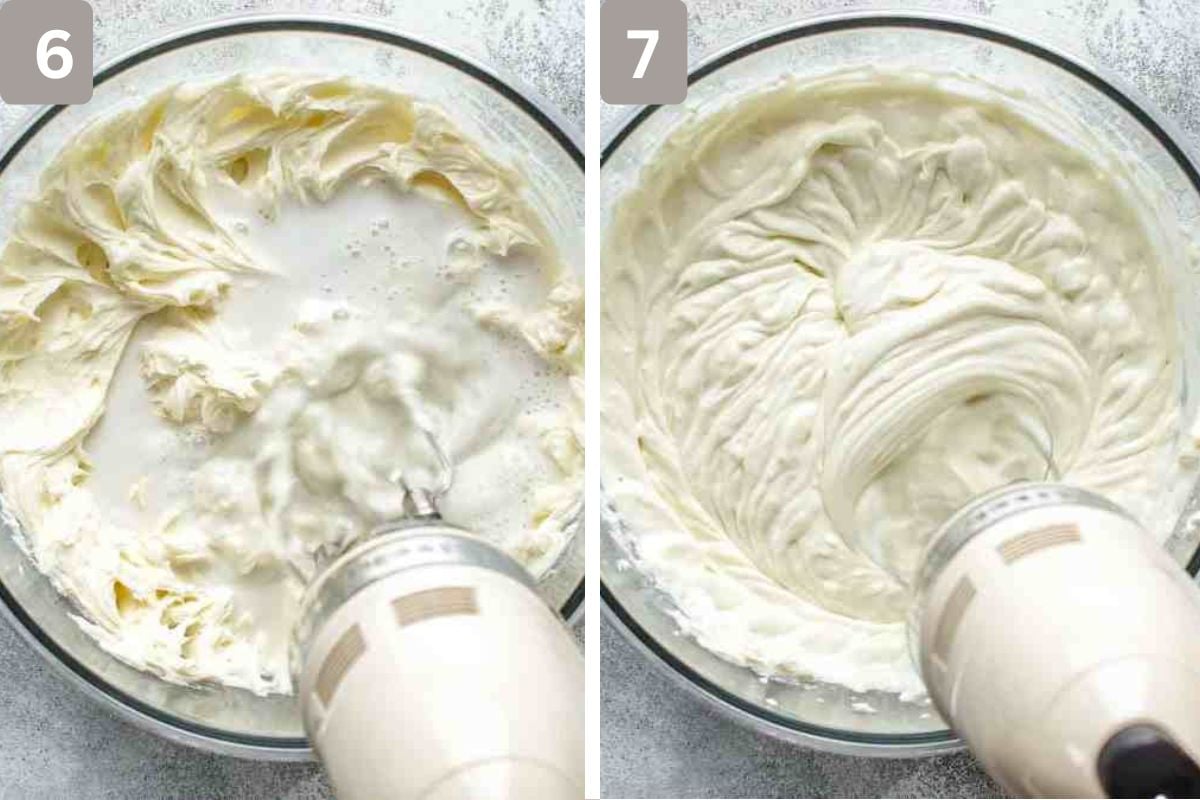 Coconut milk added to mixture and vanilla added to mixture