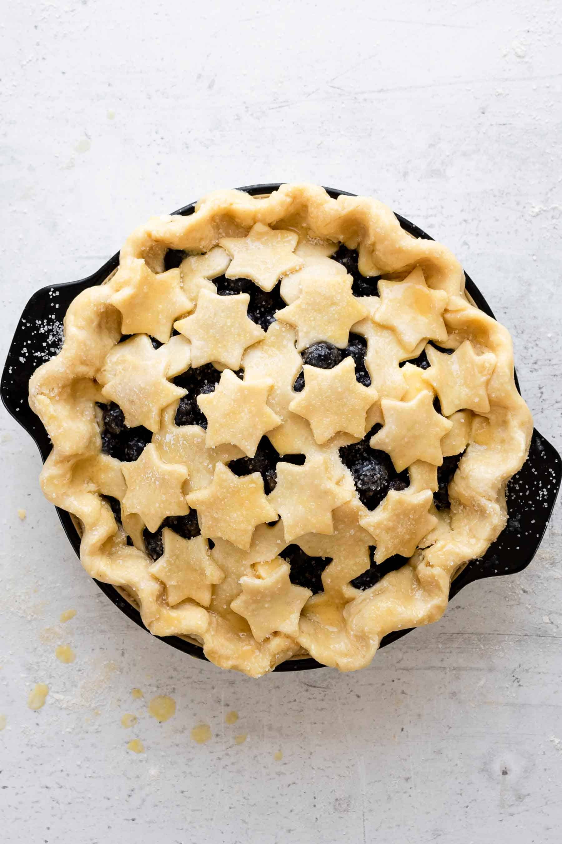 star shaped crust on a blueberry pie