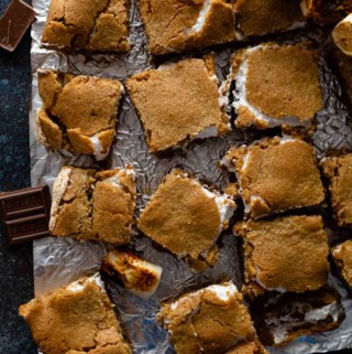 easy smores cookie bars on metal table