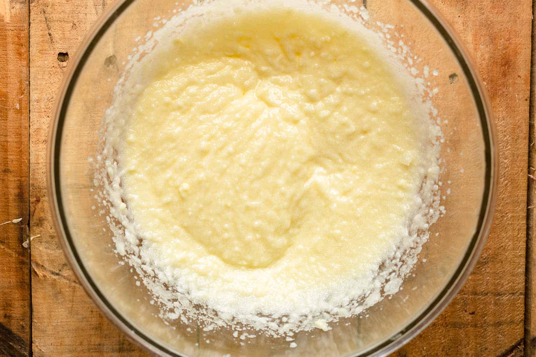 creamed butter, oil, and sugar in a large mixing bowl