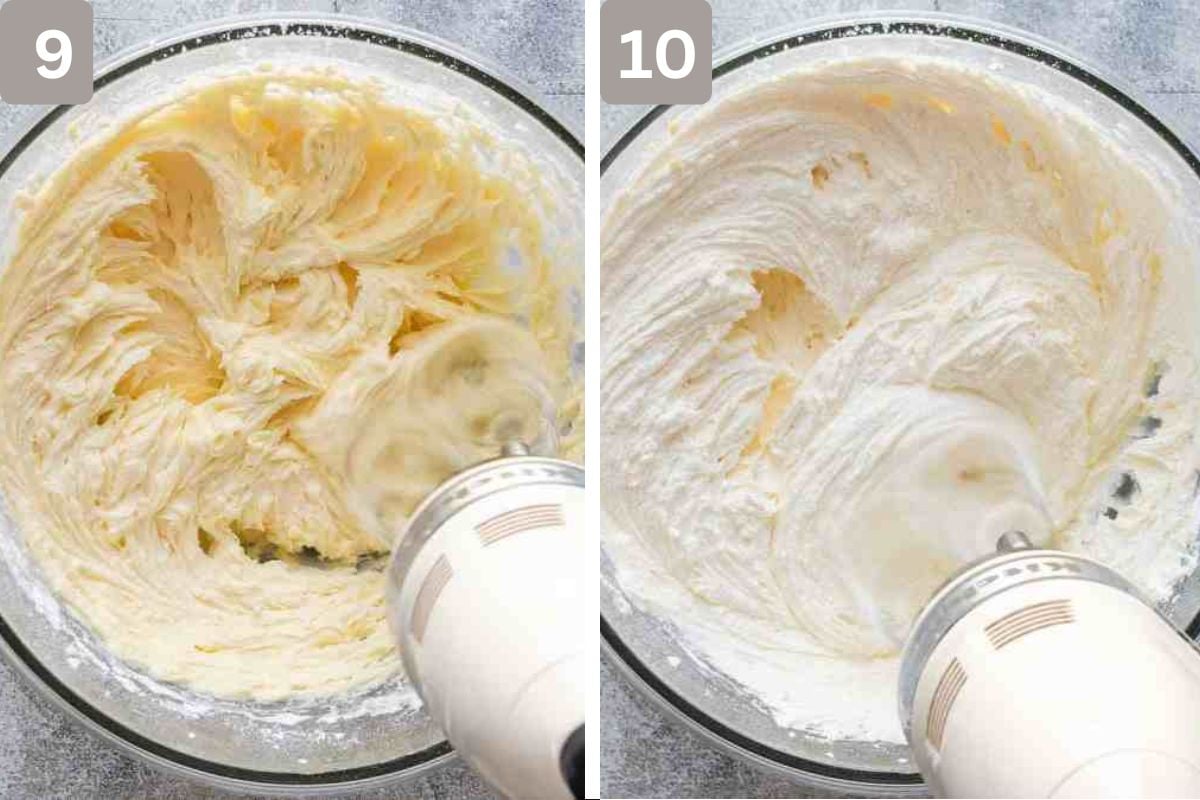 Powdered sugar mixed in and marshmallow fluff mixed in