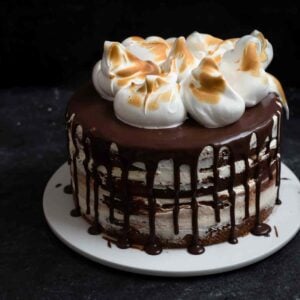 smores cake on platter