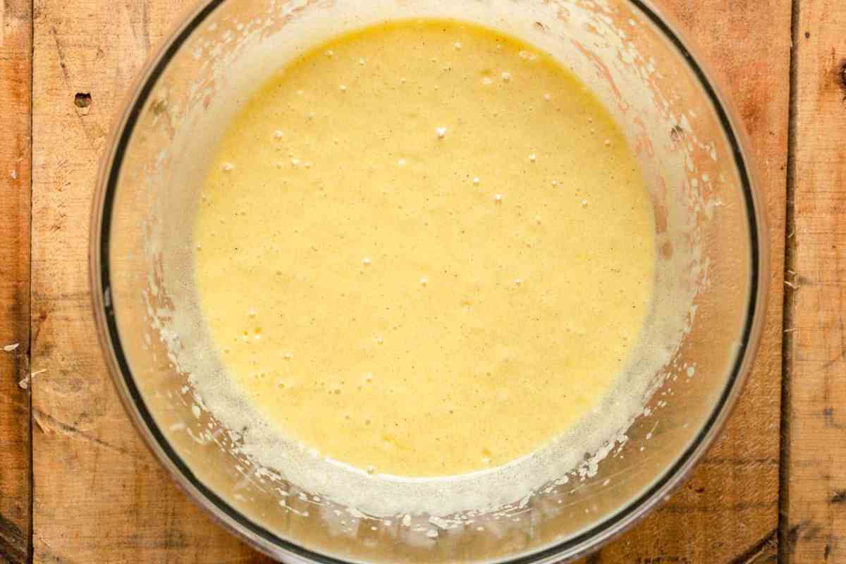 mixing up batter in a bowl for cake mix