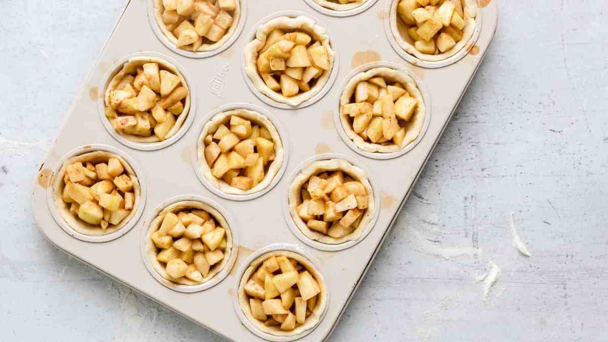 apple filling in muffin tin