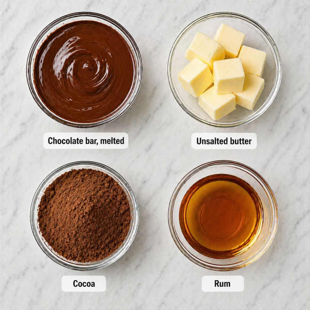 Chocholate Rum truffles ingredients