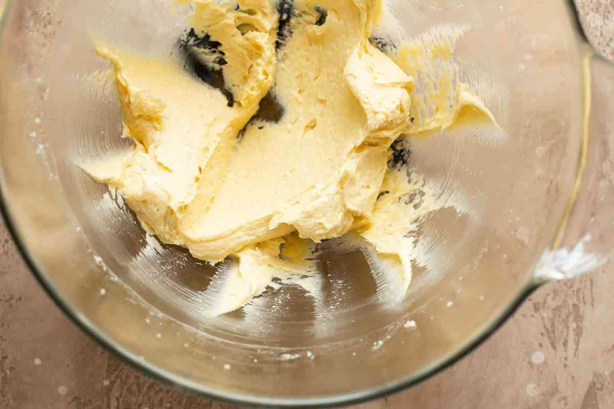 sugar and butter creamed together in bowl