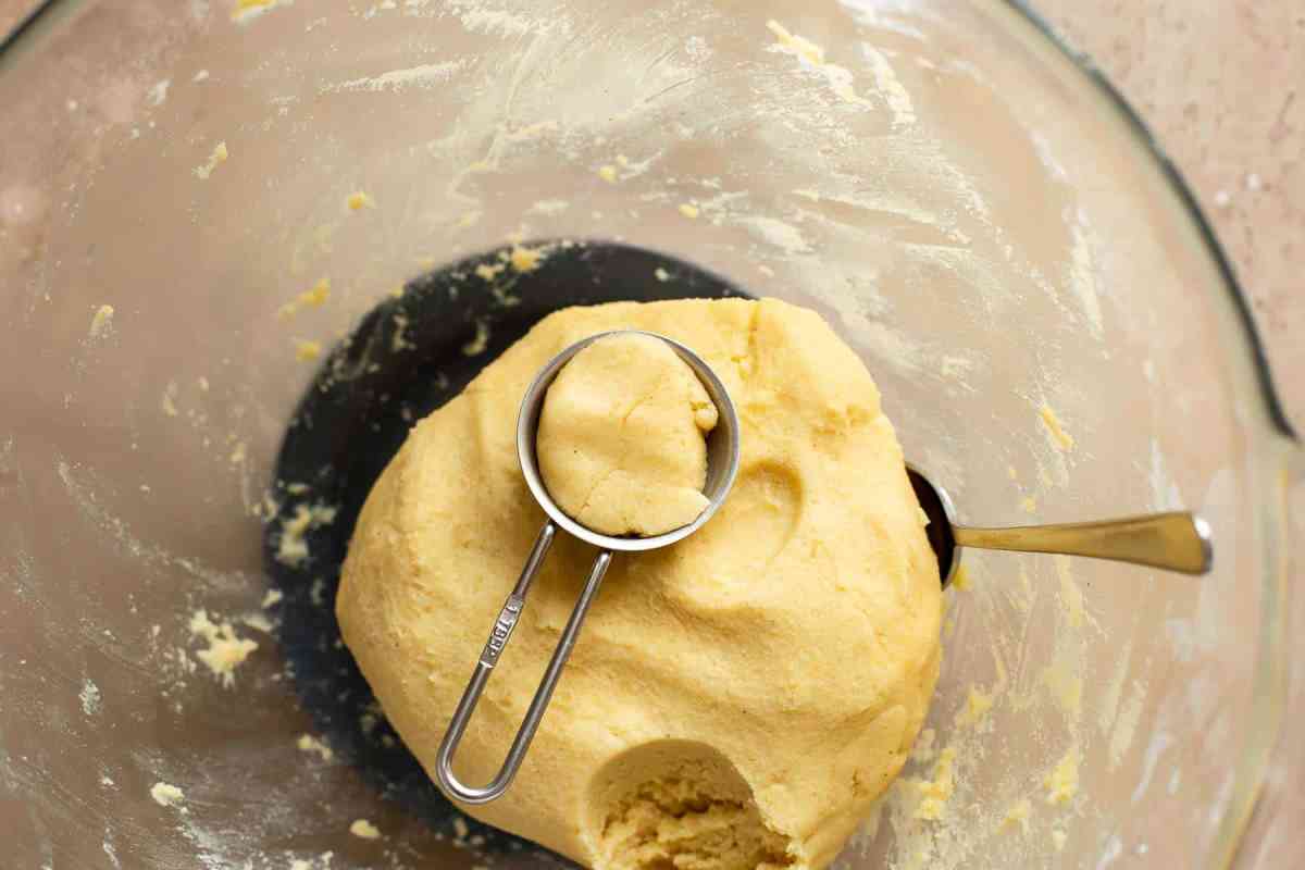 thumbprint cookie dough ready to shape into balls