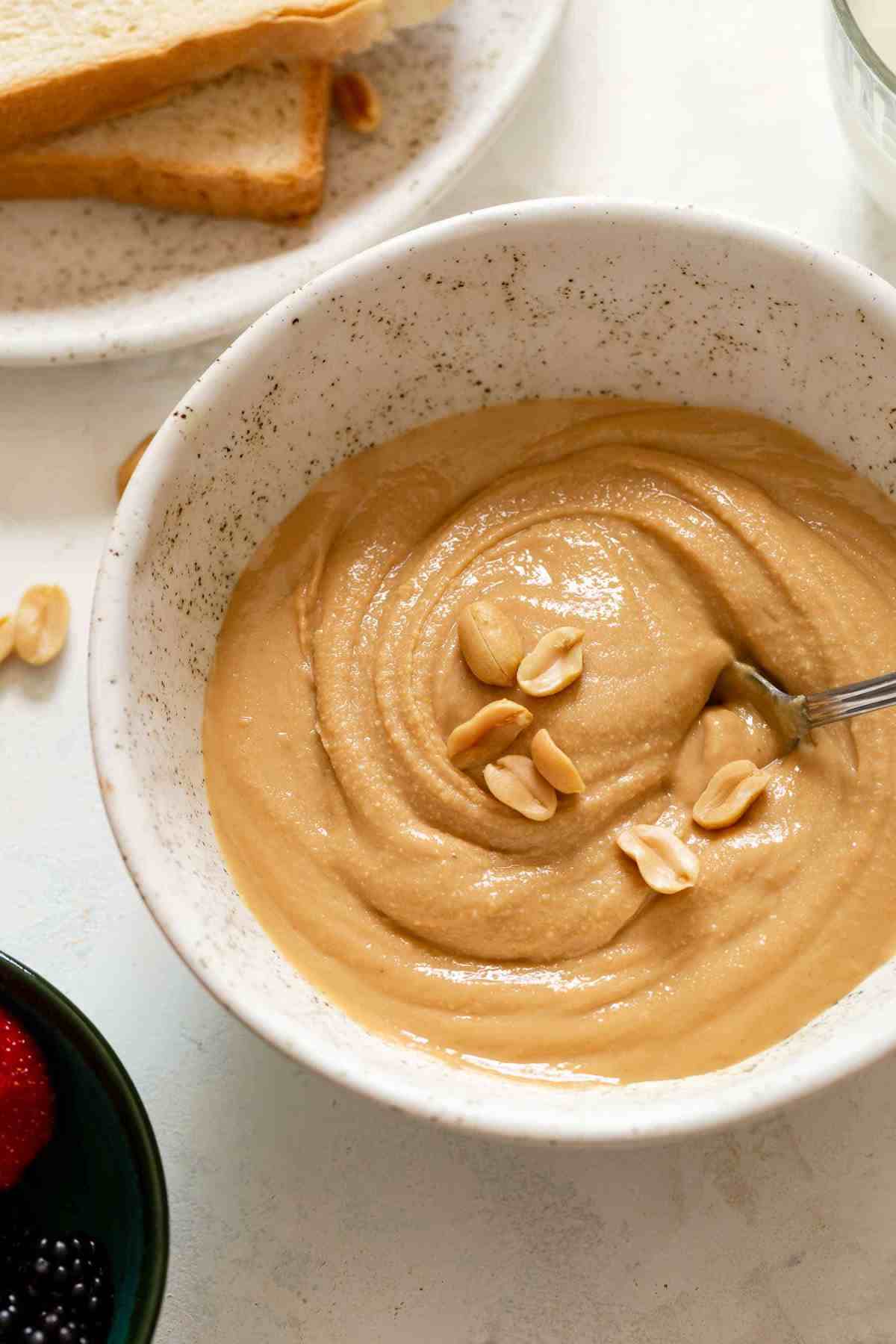 A bowl full of peanut butter