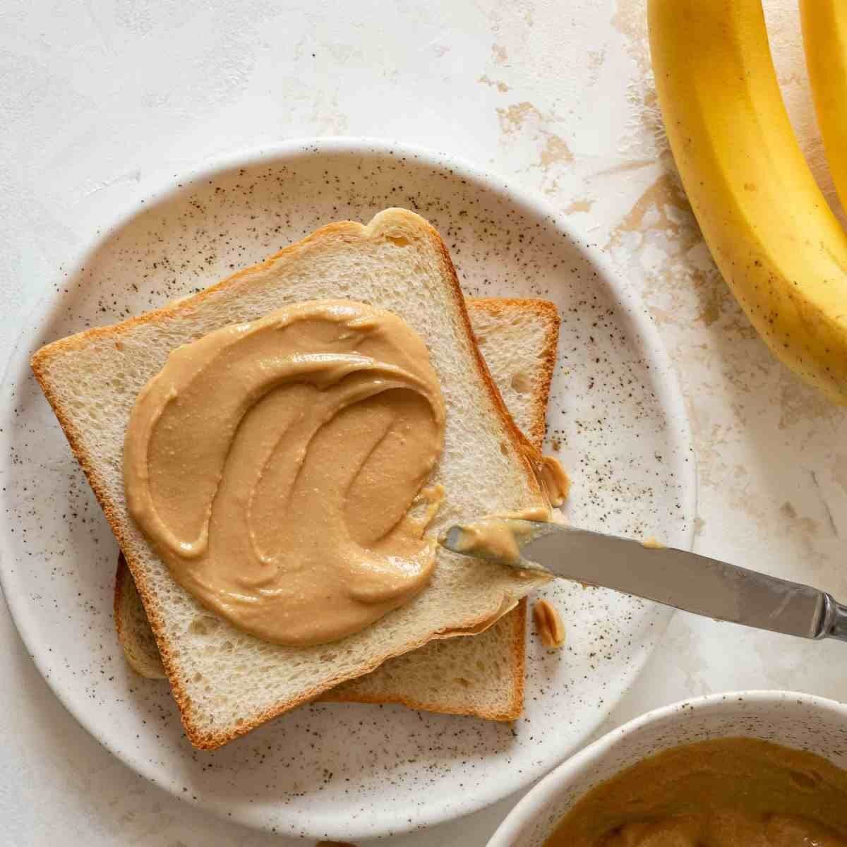 bread with homemade peanut butter on top