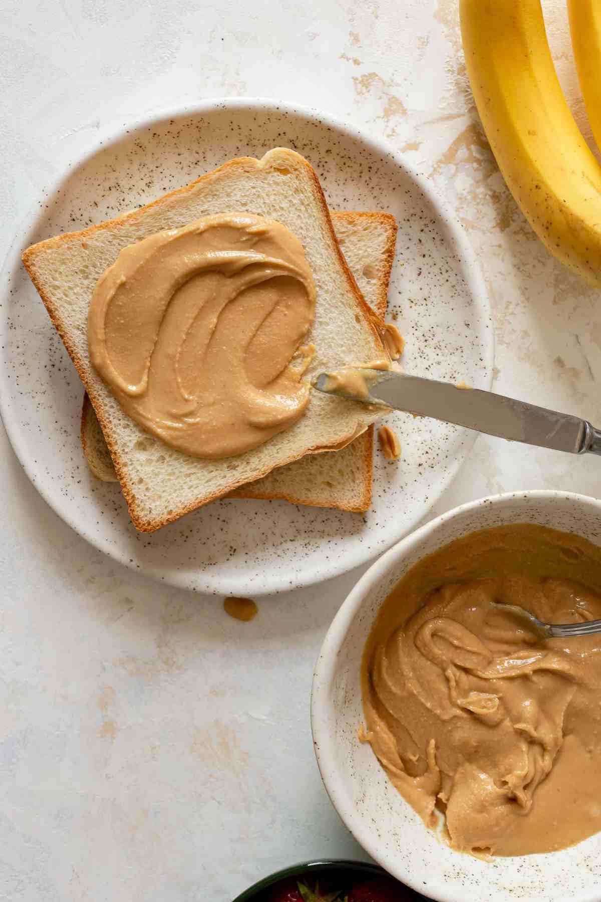 bread with homemade peanut butter on top