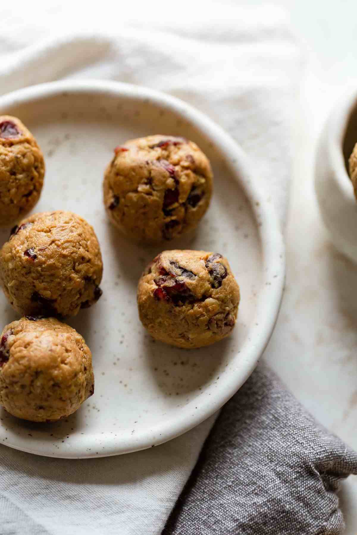 peanut butter bites on white plate