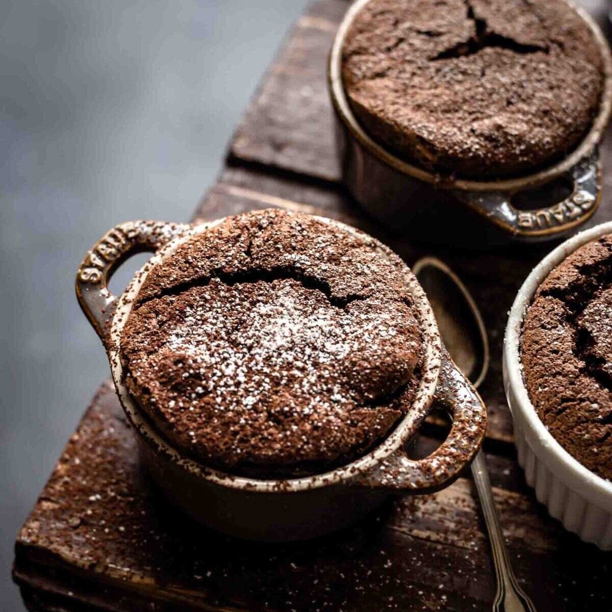 several chocolate souffles ready to eat
