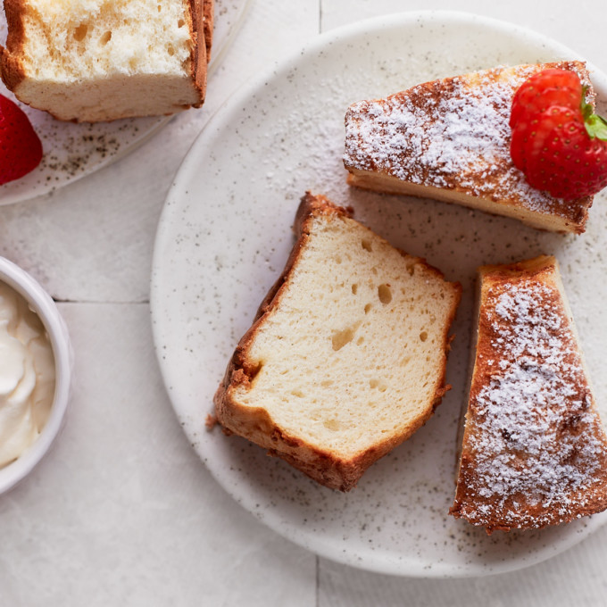 Decorative picture of angel food cake slices on a plate
