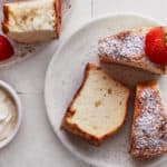 Slices of angel food cake on a serving plate