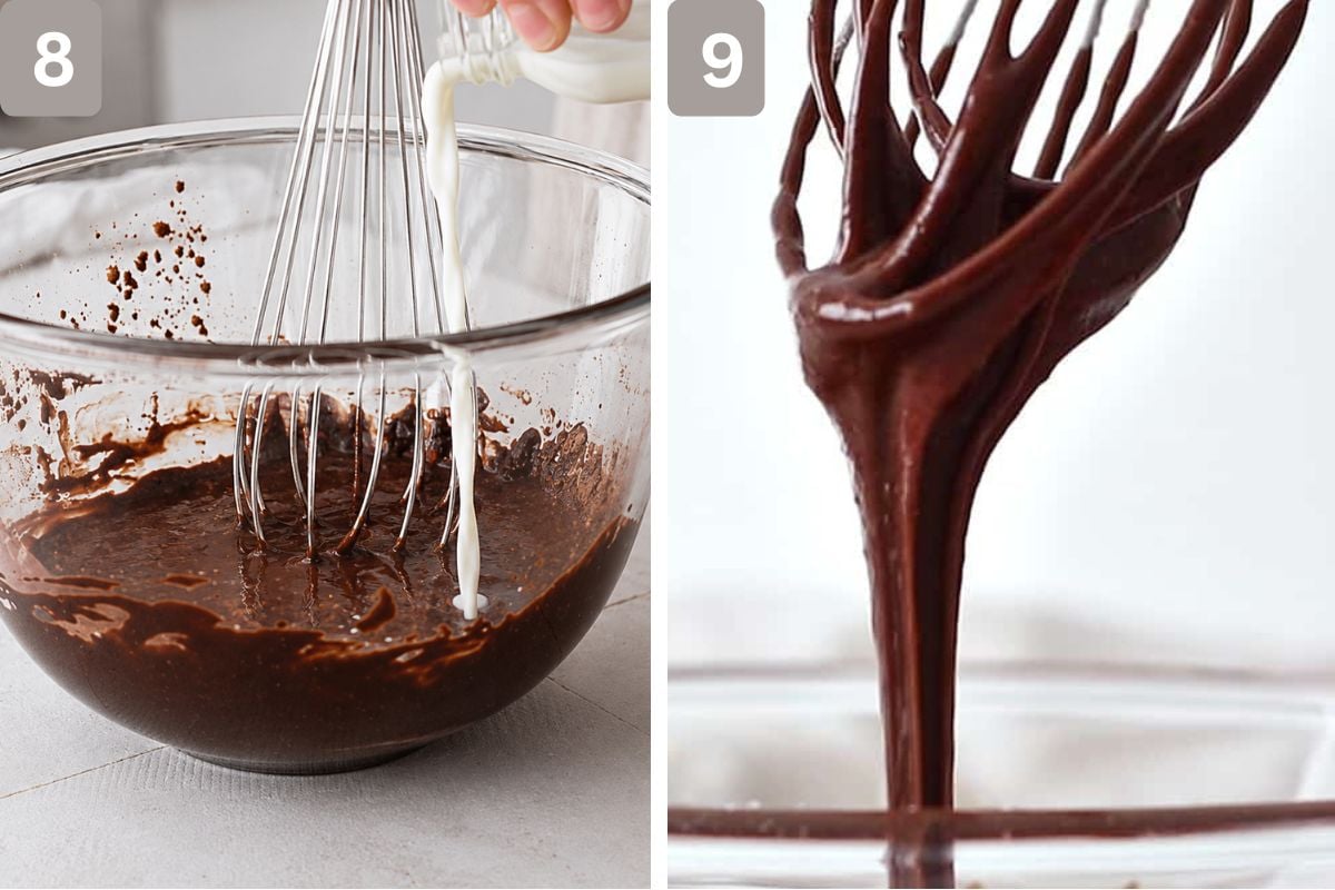 Melted butter and cocoa powder mixed and vanilla extract and powdered sugar added