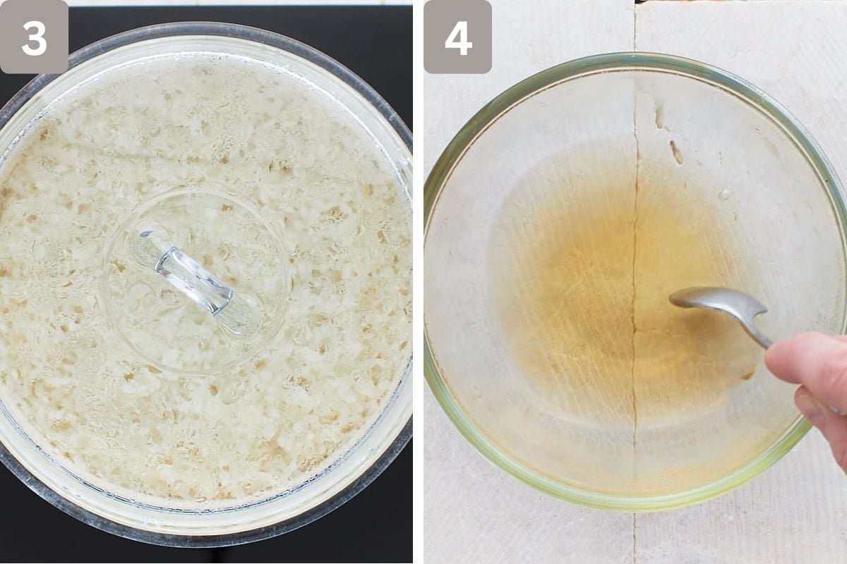 rice chilled and vinegar, sugar, and salt microwaved