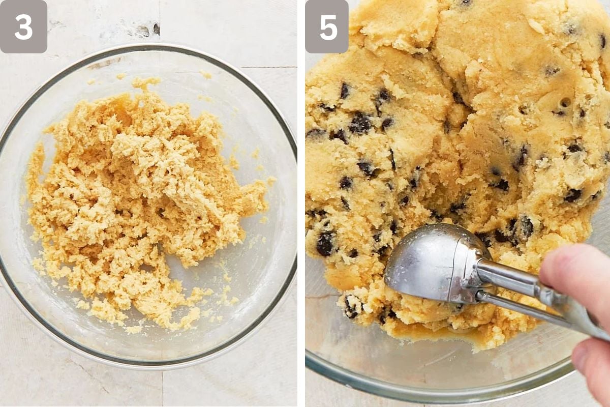 flour added and cookie dough scooped up