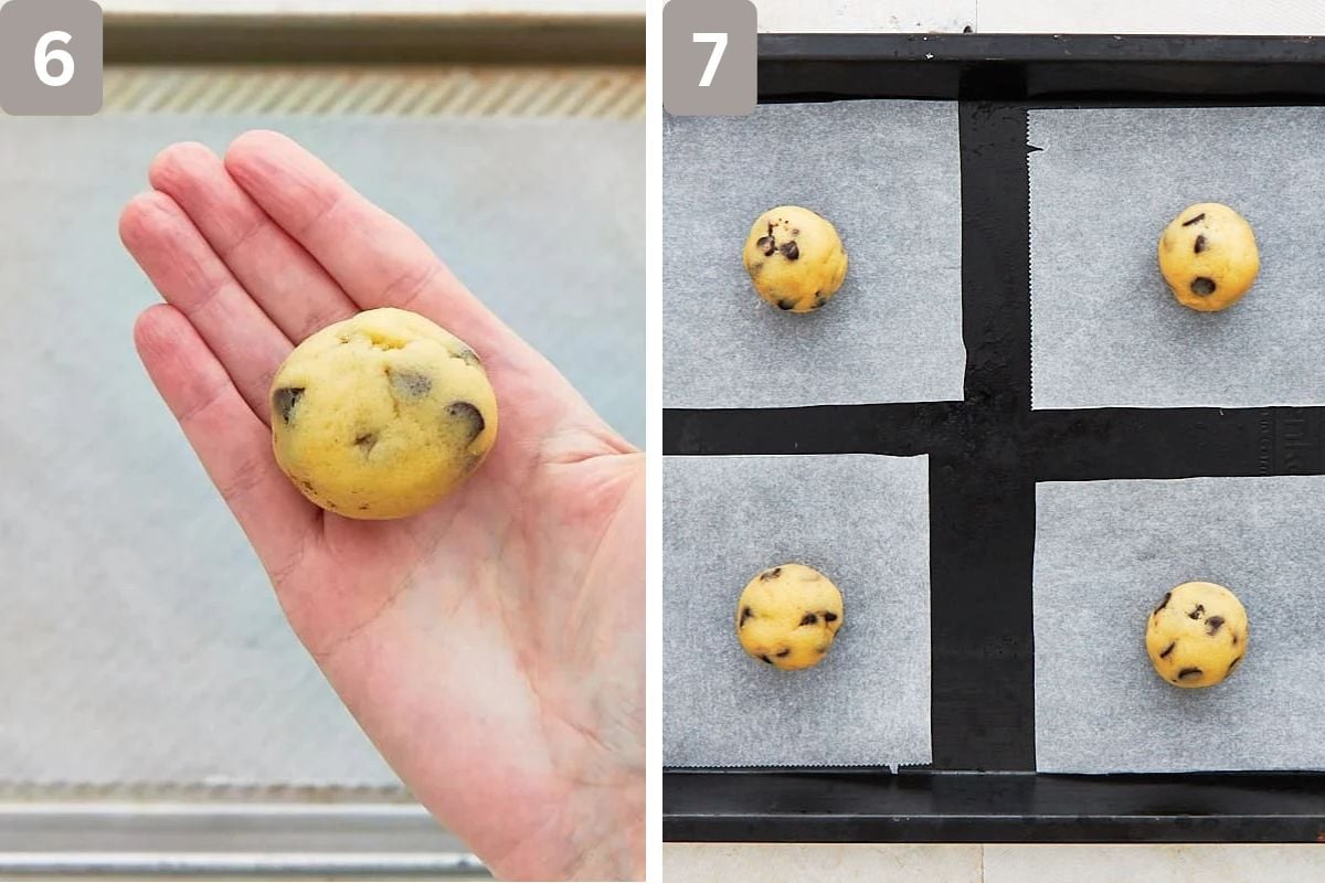 Dough rolled into balls and placed on baking tray