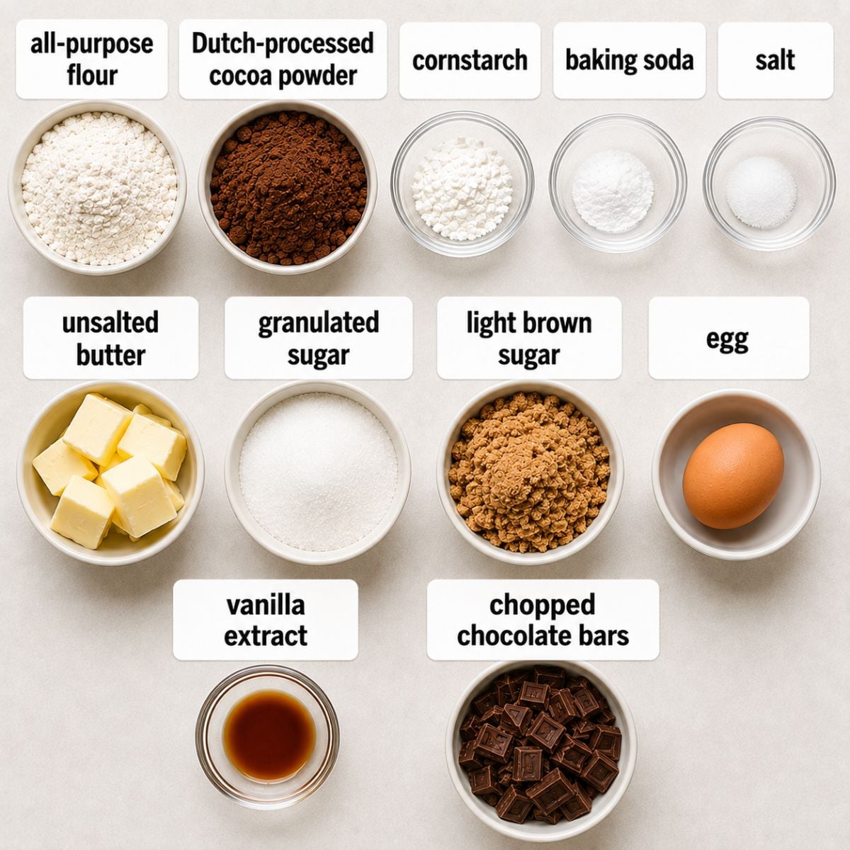 Easy Chocolate Cookies with Cocoa Powder ingredients