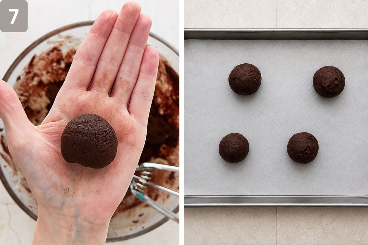 cookie dough rolled and placed in baking tray
