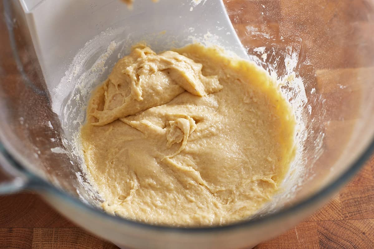 All dough ingredients mixed together in a bowl